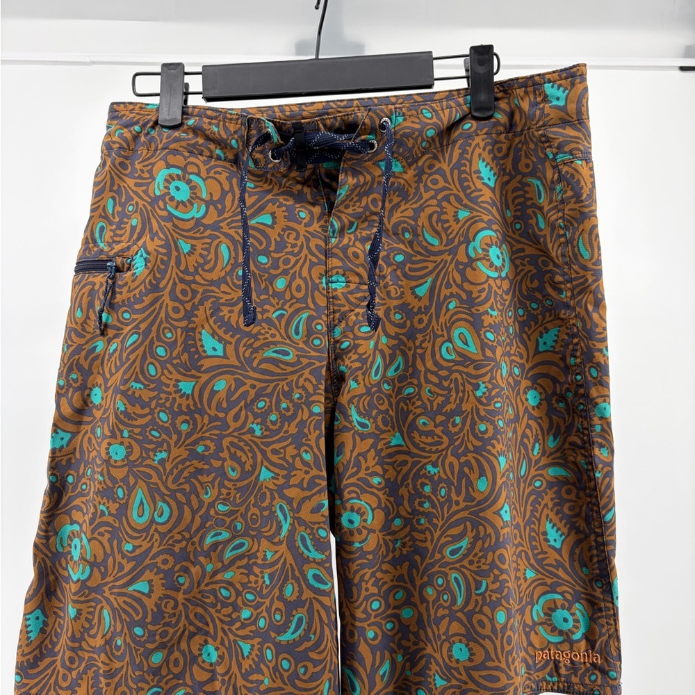Patagonia Brown and Teal Floral Shorts, Men's Size 32, Drawstring